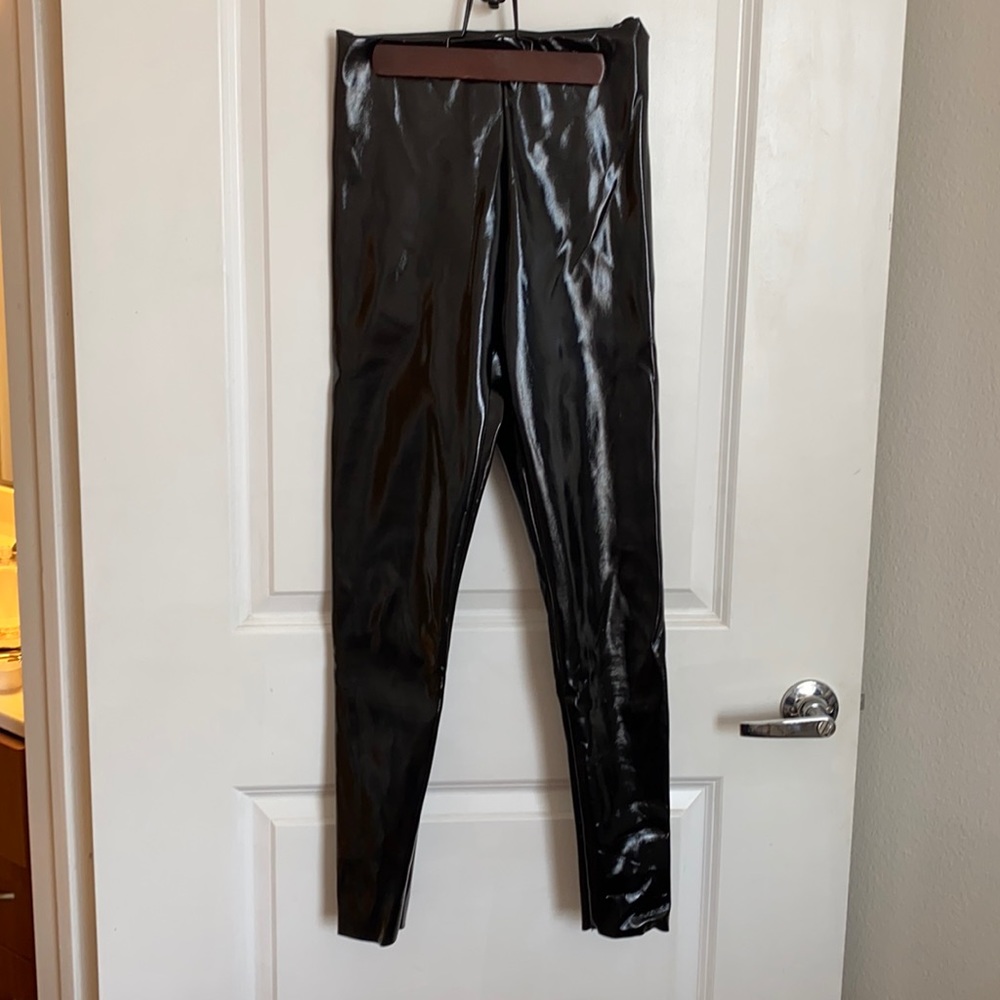 Faux patent leather leggings